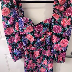 Zara Floral Mini Dress - Pink and Green